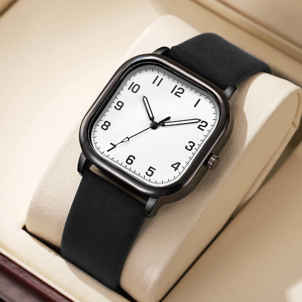 Leather Watch Band Men - Moda Erkekler İş Saatleri Basit Kare