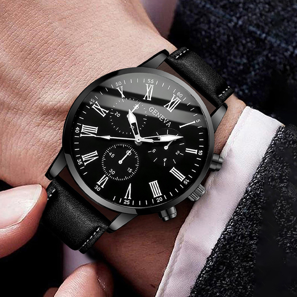 Leather Watch Band Men - Erkekler iş saatler moda Roma arama