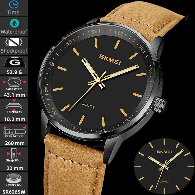 Suede Strap Watch - Skmei Orijinal Marka Kuvars Saatler Erkek