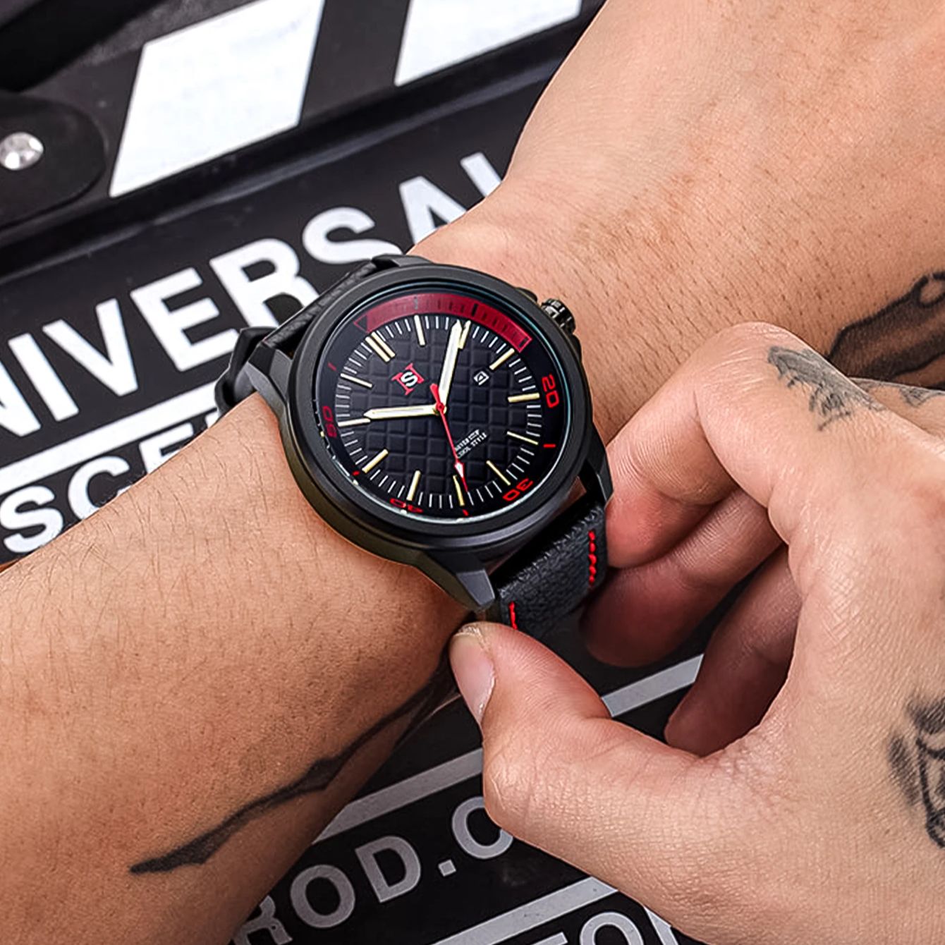 NS Basit Moda erkek izle Açık  - Suede Strap Watch incelemesi ve fiyatı