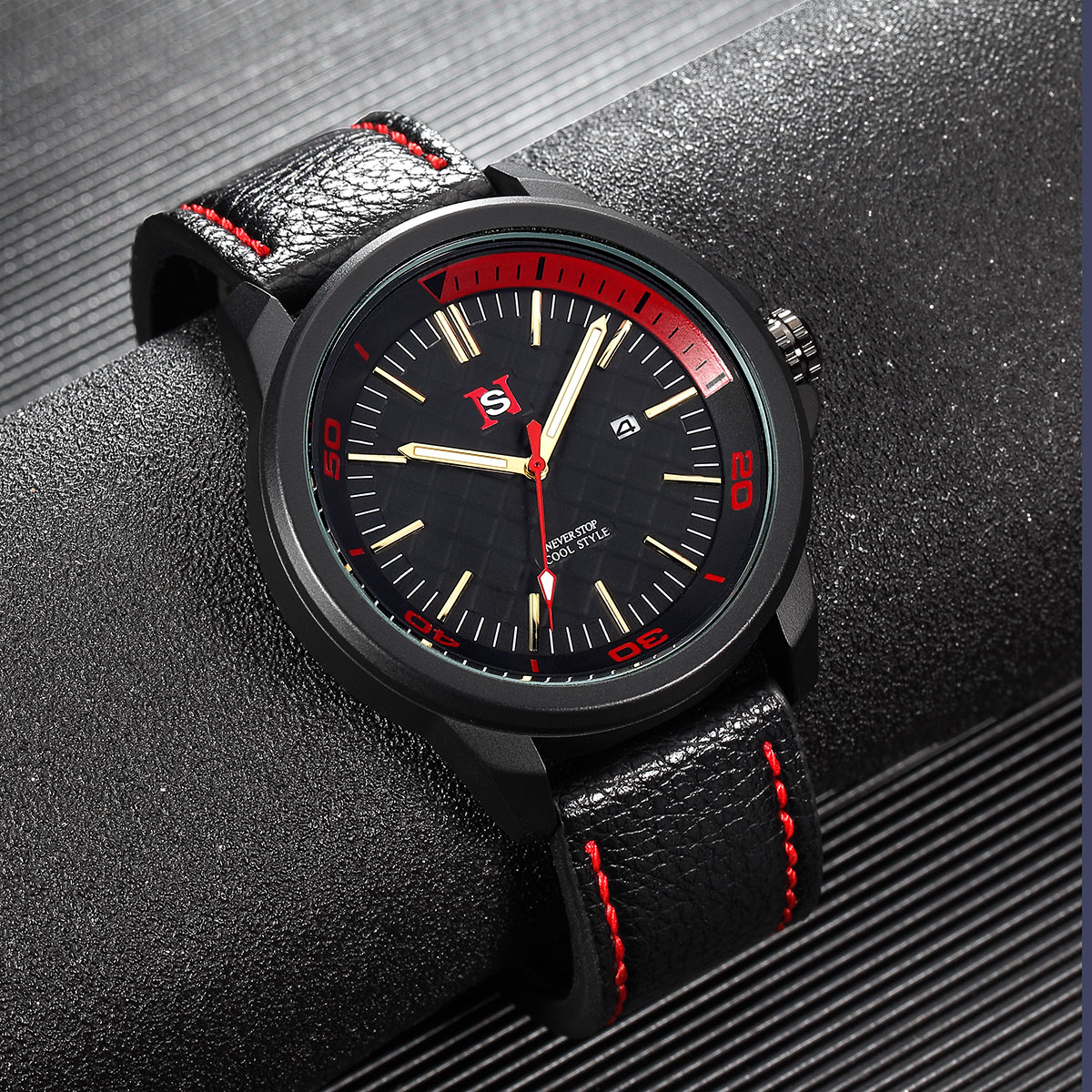 NS Basit Moda erkek izle Açık  - Suede Strap Watch incelemesi ve fiyatı