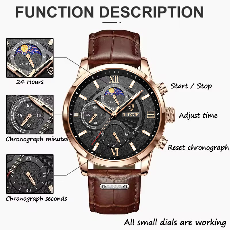 Erkek Saatler LIGE Üst Marka L - Suede Strap Watch incelemesi ve fiyatı